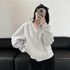Sweatshirt Court à Demi-Fermeture Éclair pour Femme au Printemps, en Automne et en Hiver Col Polo Relevé à Fermeture Éclair Pull Coupe Confortable Haut Athlétique Américain