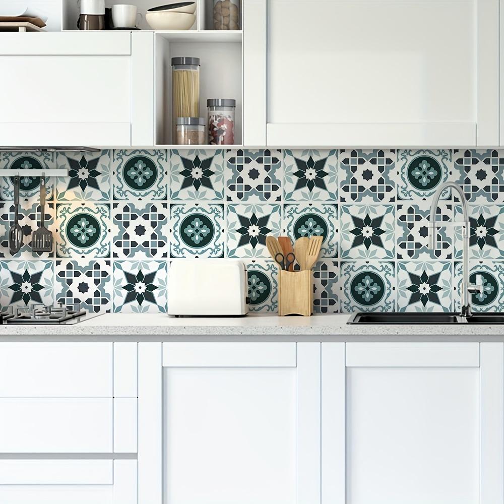 1 Satz mit 9 Stück Badezimmer Kreatives Muster Imitationsfliesen Wandaufkleber-Selbstklebende Küche Anti-Fouling Fliesenaufkleber, Abziehen und Aufkleben Wandkunst Aufkleber