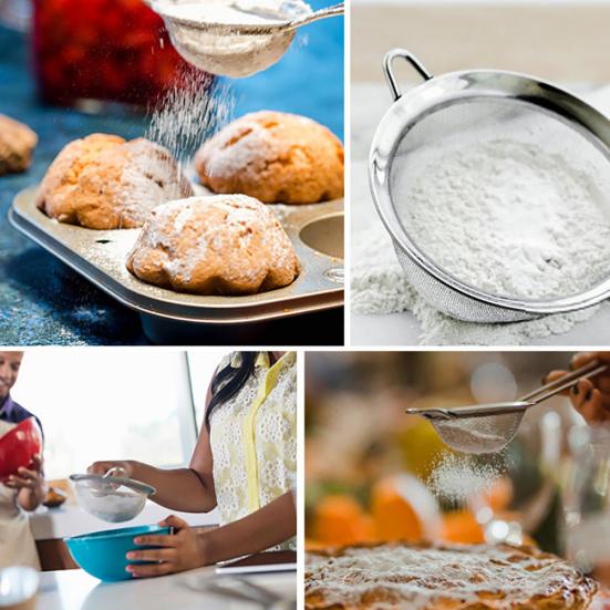 Kitchen Stainless Steel Handheld Screen Mesh Flour Sieve Oil Strainer Colander