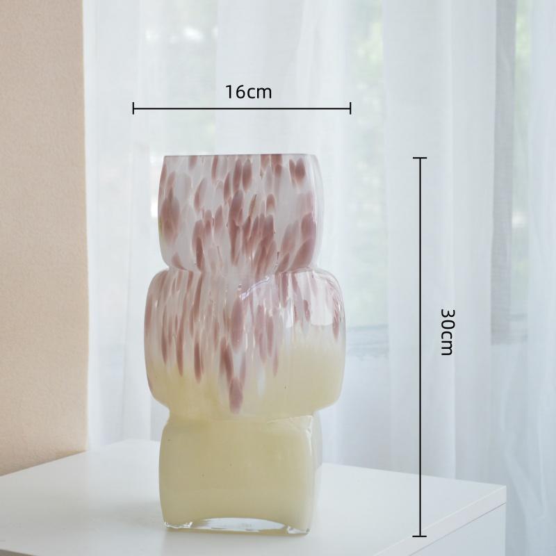 

Glass Vase Irregular Splicing of Geometric Blocks Gradient Colored Glass Hydroponics Terrarium Flower Vase Home Decoration