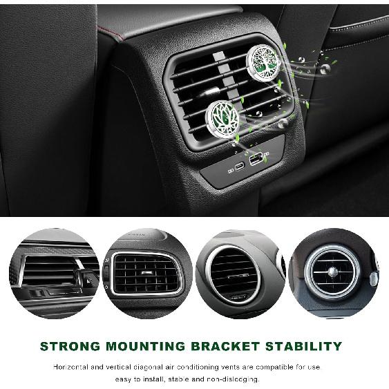 2 PCS Car Diffuser Vent Clips, Tree Pattern Essential Oil Diffuser Vent Clips with 12 Felt Pads, Stainless Steel Auto Air Fresheners Decorative