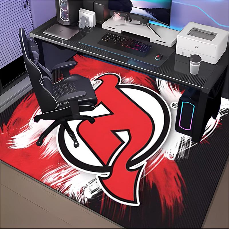Jersey Devils Logo Floor Mat for Living Room, Game Rooms, Office, Bedroom, Office Floor Mat Playful Design, Christmas Fan Gifts