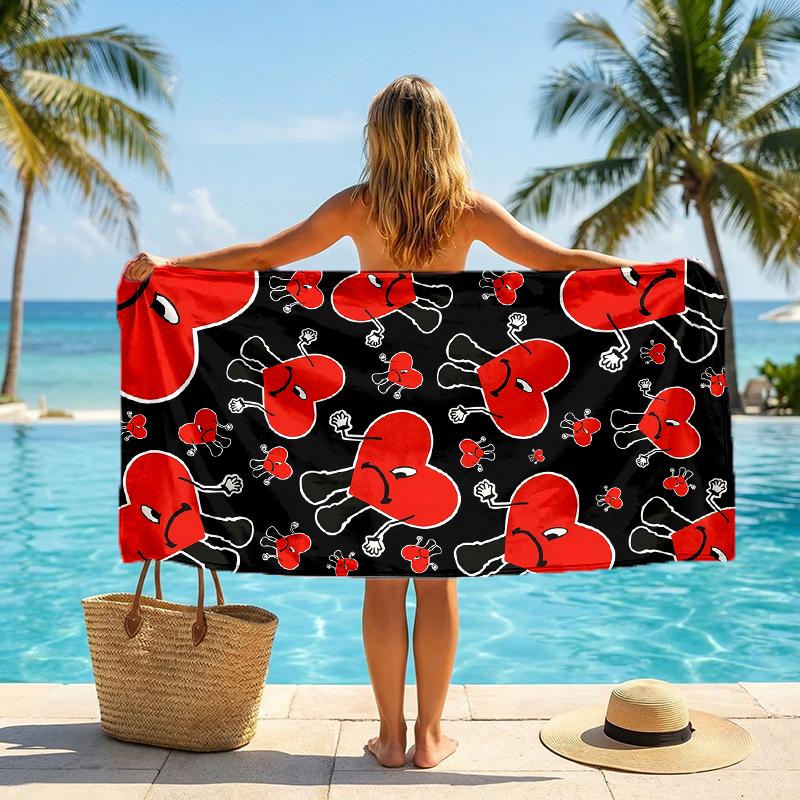Bbunny Heart Fashion Beach Towel: Ideal for Summer Adventures Soft, absorbent and quick drying suitable for swimming and bathing