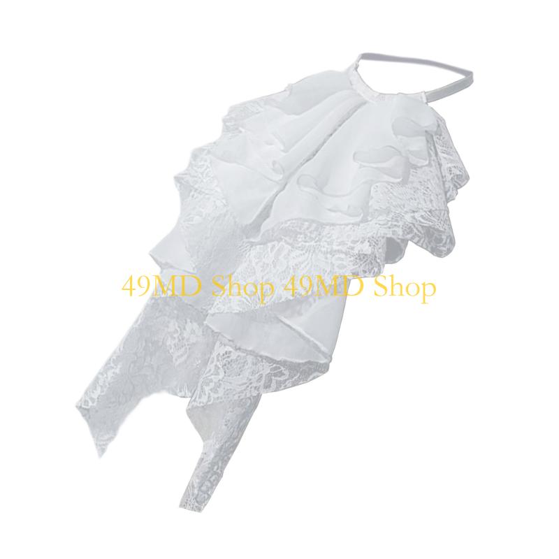 49MD Victorian Detachable Layered Lace Jabot Faux Collar For Women's Costume Parties