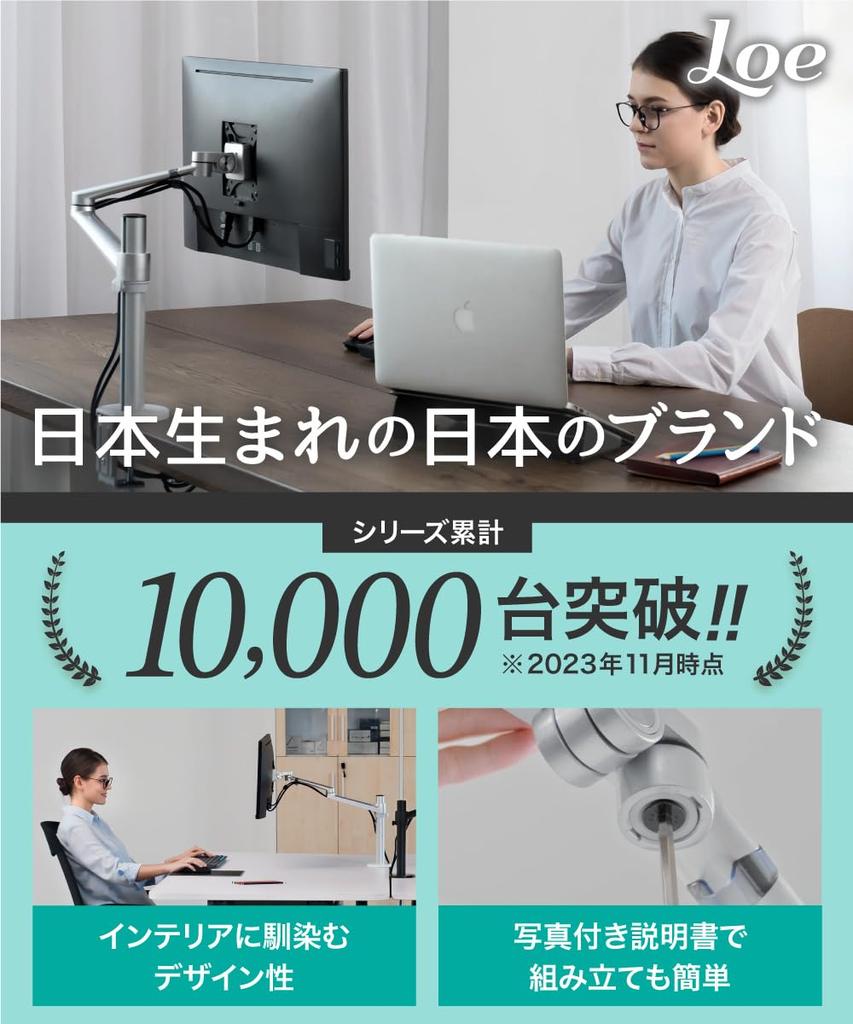 LOE Single Monitor Arm Display Desk Mount with Clamp, Simple and Stable, LOL1, Silver