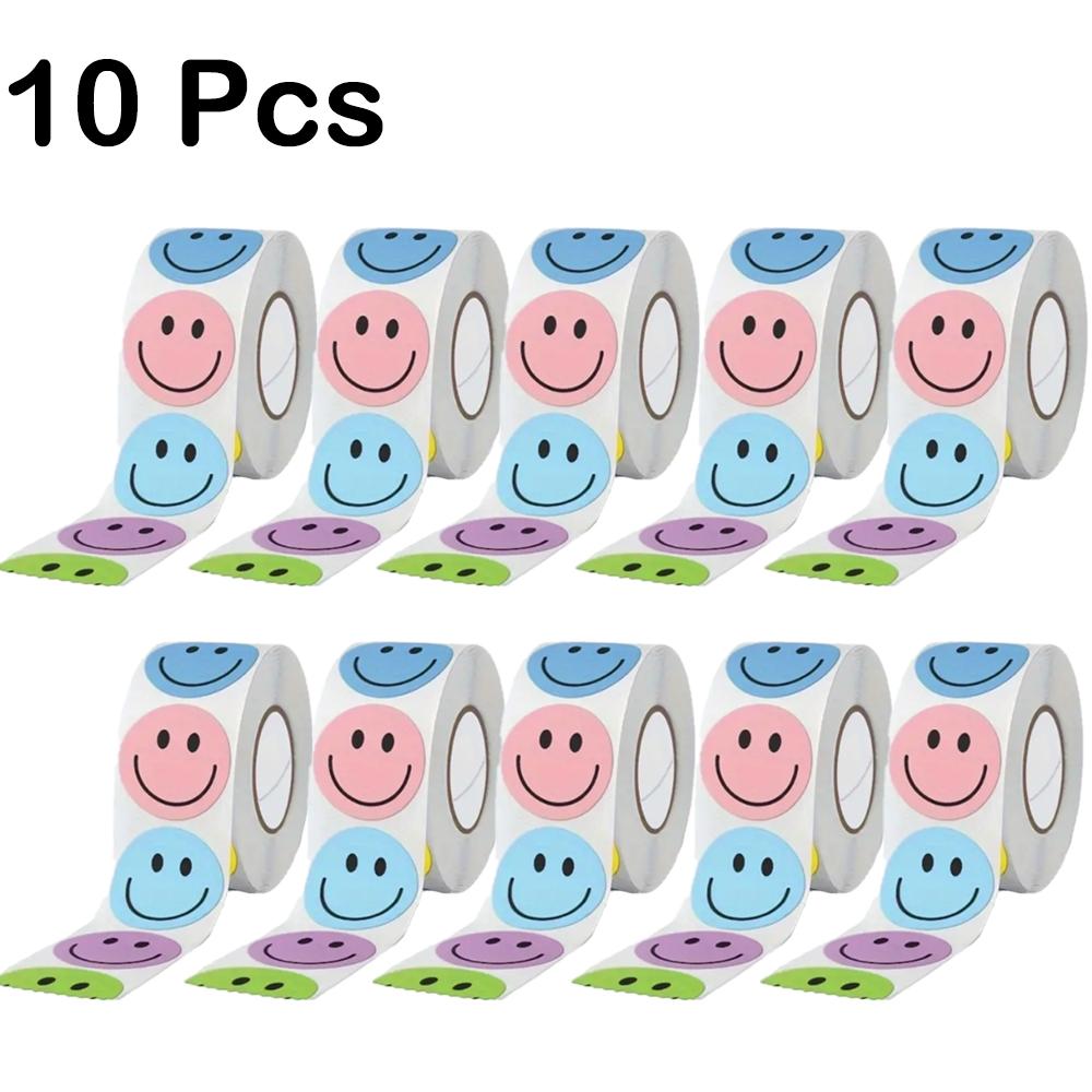 500pcs Smiling Face Paper Stickers, Round Stationery Stickers, Suitable for Teachers, Parents, Classroom, Learning Rewards, Gift