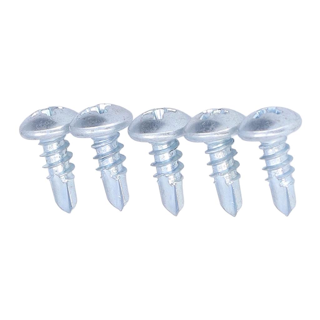 250 Stück Selbstbohrende Schraube M4.8x13 Kreuz Rundkopf Kohlenstoffstahl Weiß Verzinkt Bohrschrauben