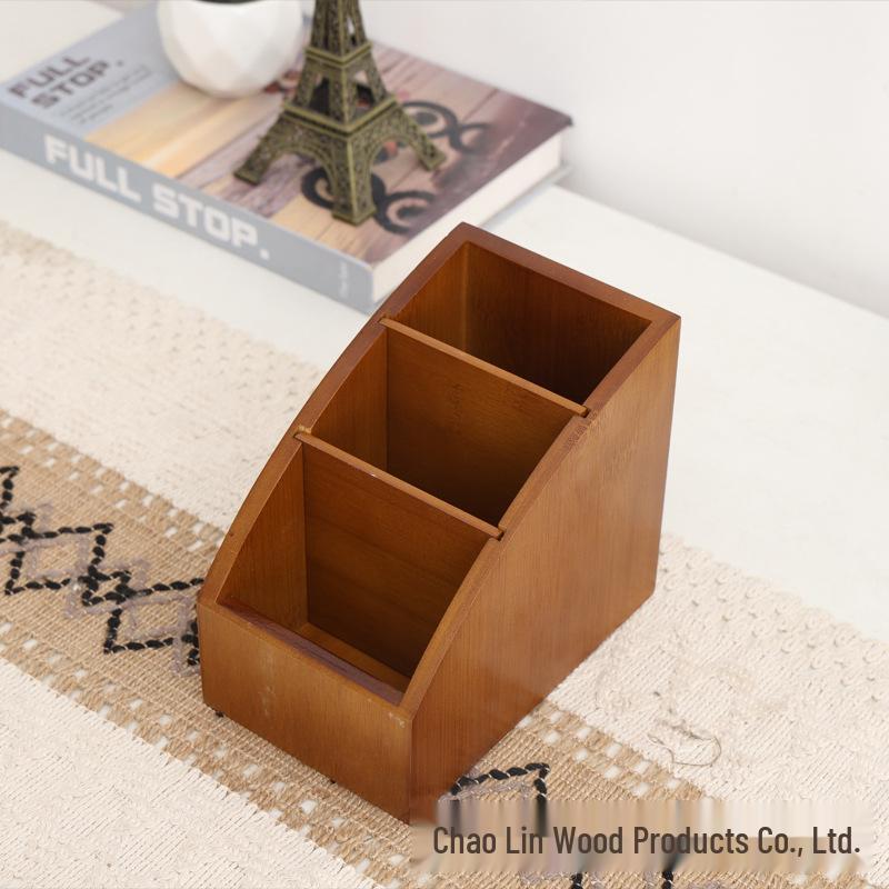 Wooden Straw Storage and Cutlery Organizer Box