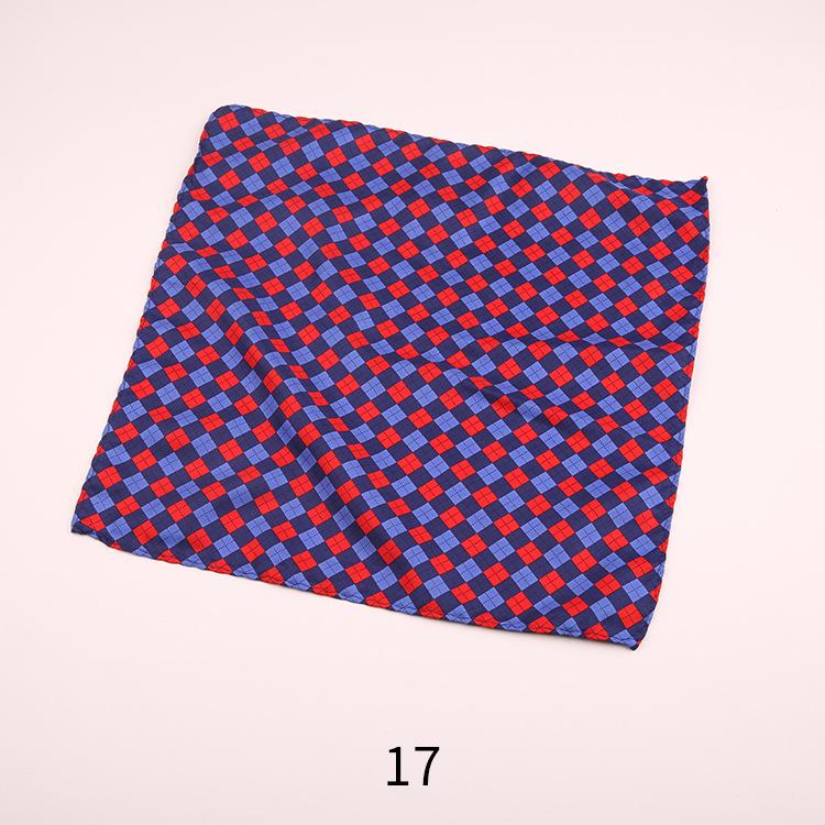Red Silk Printed Pocket Square for Men - 30cm Small Scarf for Suit or Shirt