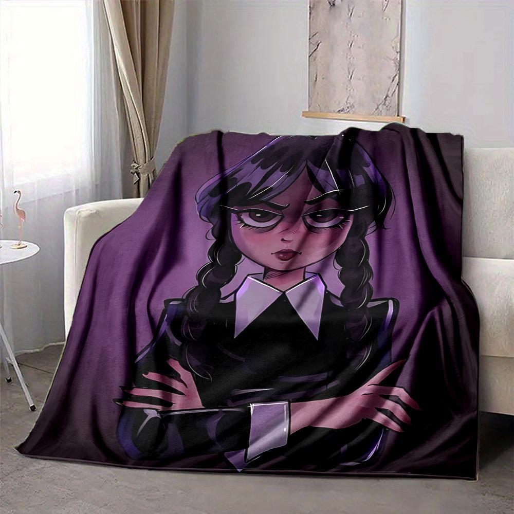 1pc Wednesday Addams Blanket Lightweight Flannel Blanket Throw Blanket For Sofa, Bed, Travel, Camping, Livingroom, Office, Couch