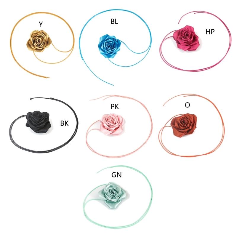 Naszyjnik Choker w stylu Boho Błękitny Kwiatowy Naszyjnik Łańcuszek na Talii Przesadzony Duży Kwiatowy Naszyjnik na Sznurku Biżuteria dla Kobiet Dziewcząt