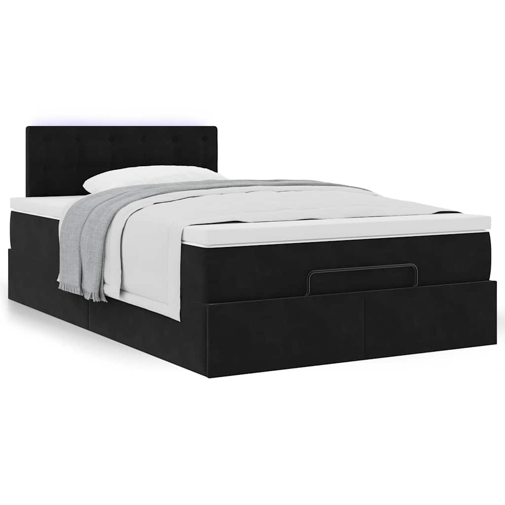 Ottoman Bed with Mattress Black 120x190 cm Velvet