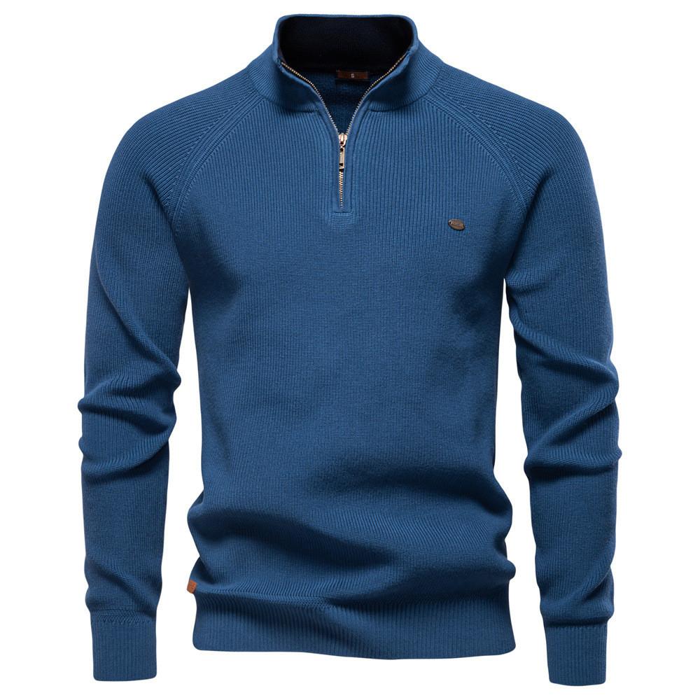 Pull d'automne pour homme à col rond avec mélange de coton stretch pour un style urbain décontracté