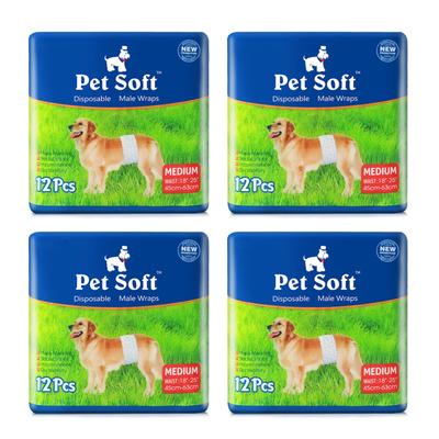 Dog Diaper Cover Pack for Highly Diaper Prevents Care for Elderly Prevents Belly Band Style Manner M 12 Sheets X 4 Packs Diaper, Boys, Anti-slip,