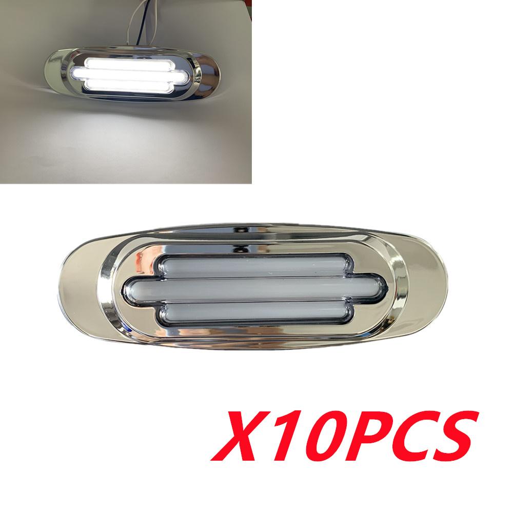 10PCS Waterproof 16-LED Trailer RV Side Marker Turn Signal Lights Chrome 12V-24V  LED Side Mirror Marker Light for Semi Trucks