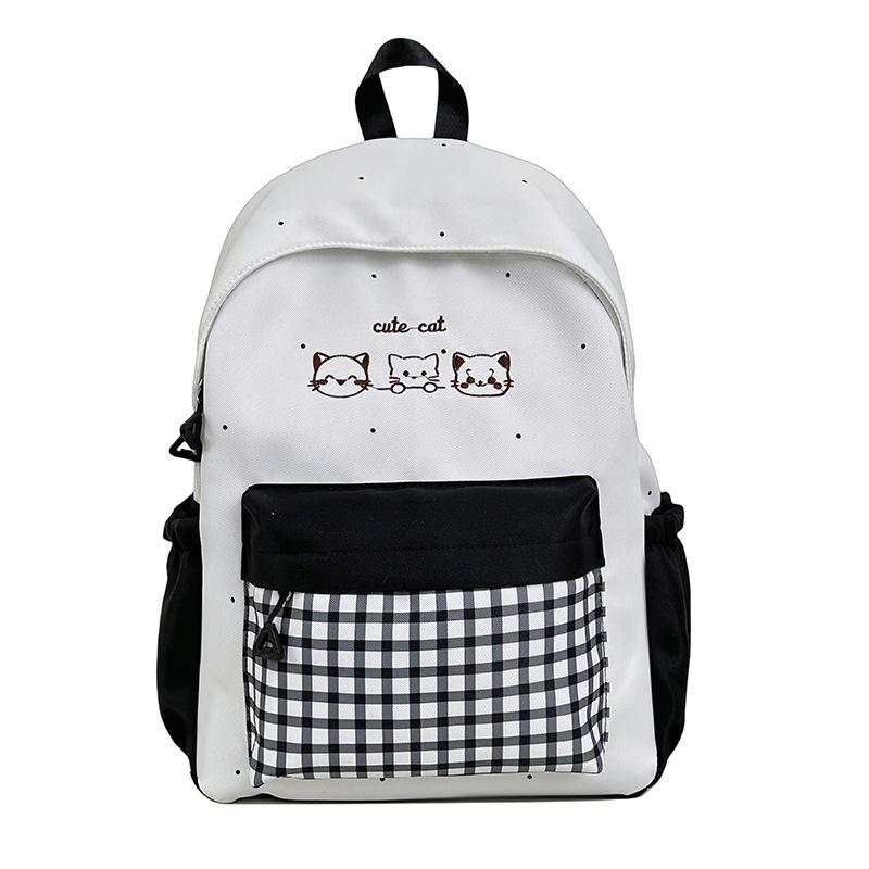 Schoolbag Wholesale Casual Plaid School Bag Female Junior High School Student High School Student Versatile Cute College Backpack Travel Backpack