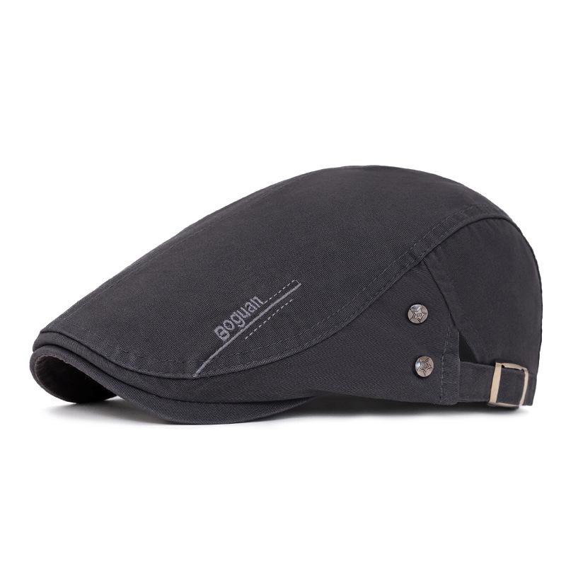 Spring Summer Peaked Cap Men's Letter Embroidered Forward Cap Cotton British Beret Newsboy Cap