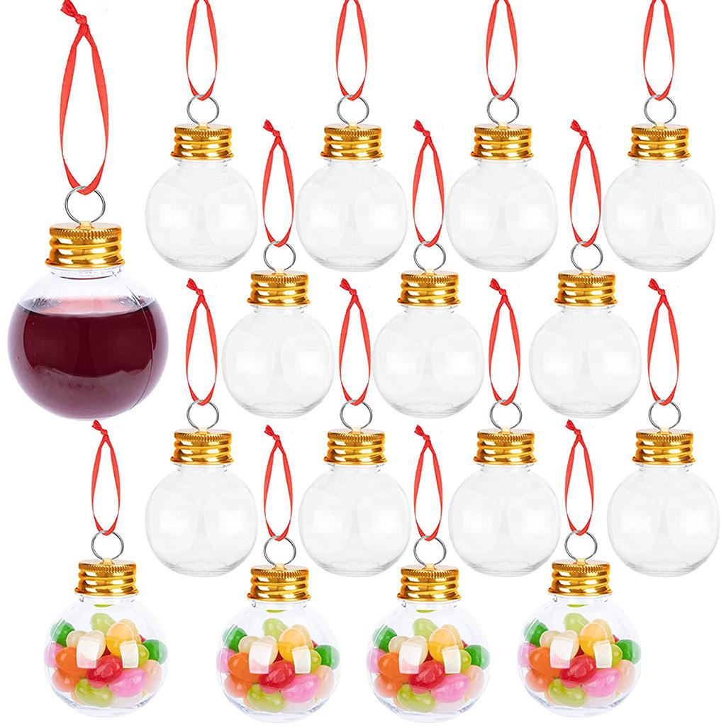 Christmas clear Fruit Juice Bottle Pendant for Filling Wine Beverage Candy DIY Crafts Ball Shape Wine Bottle Hanging