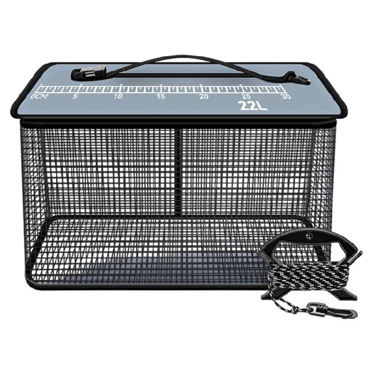 Folding Floating Fish Basket Portable Fishing Net Fishing Baits Storage Cage with Handle & 5m Rope Fishing Tackle