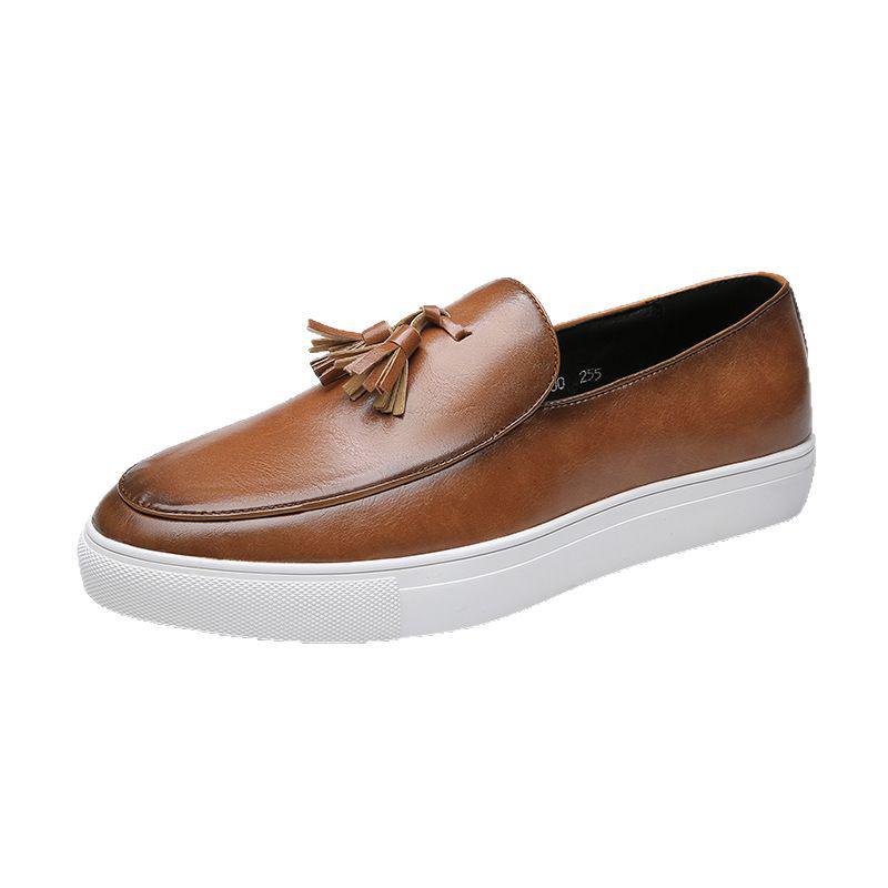 Men's Fashion Slip-On Plus Size Tassel Leather Shoes - European & American Style Casual Business Footwear