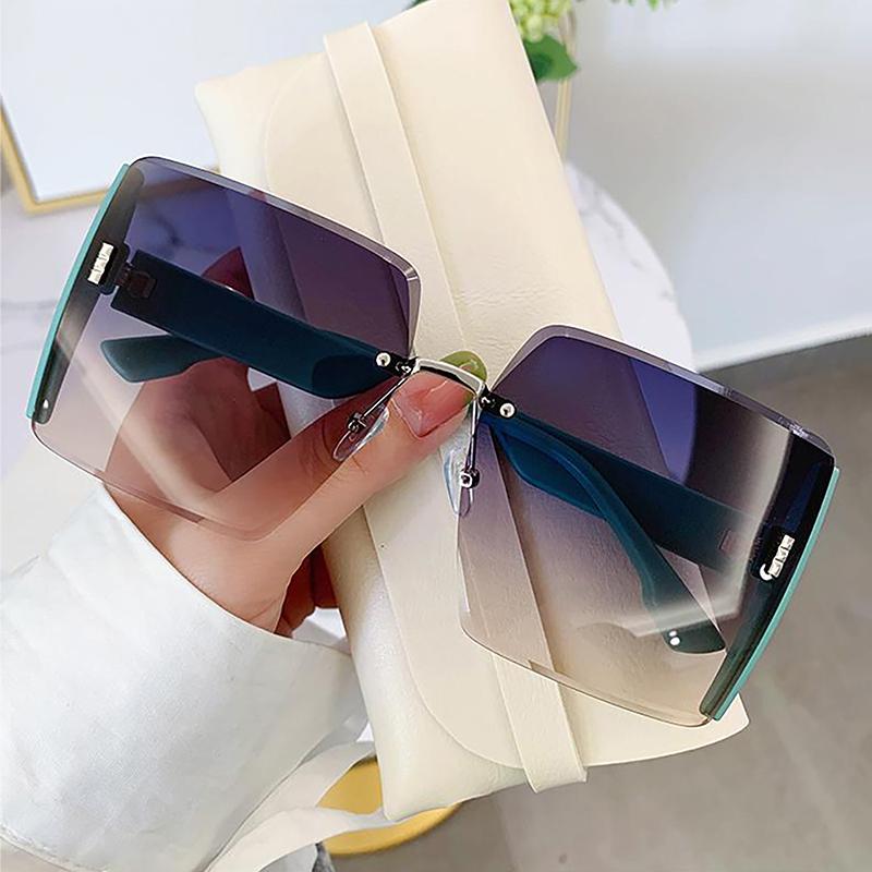 Vintage Square Frame Sunglasses For Women Classic Retro Gradient Mirror Frameless Sun Glasses Female Rimless Eyewear