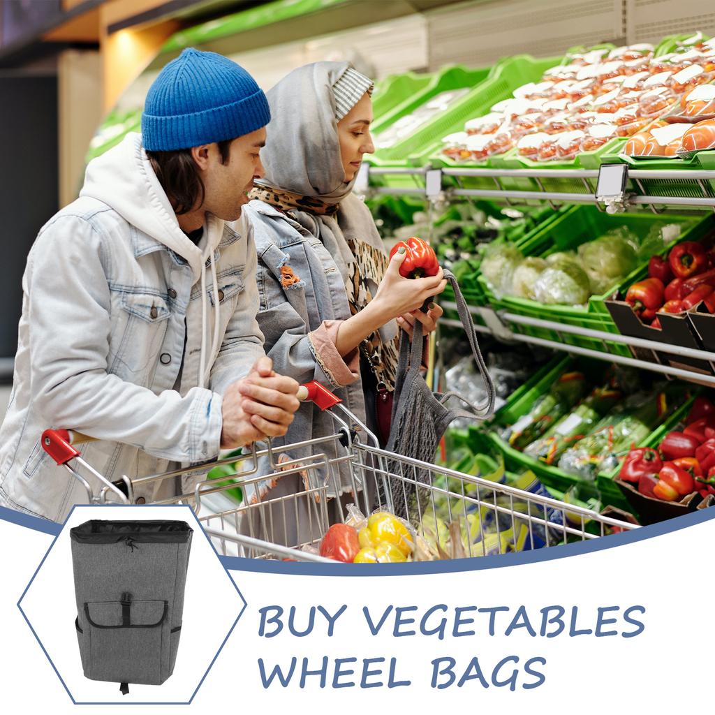 Detachable Shopping Cart Cloth Bag Large Capacity Waterproof Oxford Fabric Trolley Replacement Bag for Daily Errands and Grocery