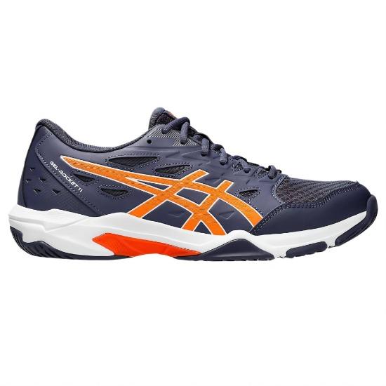 Asics Gel Rocket 11 Indigo Fog Arancione Nova Scarpe da Ginnastica da Uomo Blu 1071A091-500
