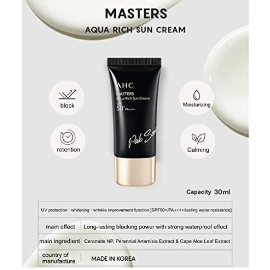 AHC Masters Aqua Rich Sun Cream SPF50+ PA++++ | Hydrating Daily Sunscreen