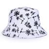 Black Leaf Bucket Hat Summer Coconut Tree Unisex Simple Bob Caps Hip Hop Gorros Men Women Panama Cap Beach Fishing Boonie Sunhat
