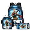 3Pcs Set School Backpack With Front Pocket & Lunch Bag & Pencil Bag,Fortnite Cartoon For Age 6-10,Lightweight For Boys & Girls