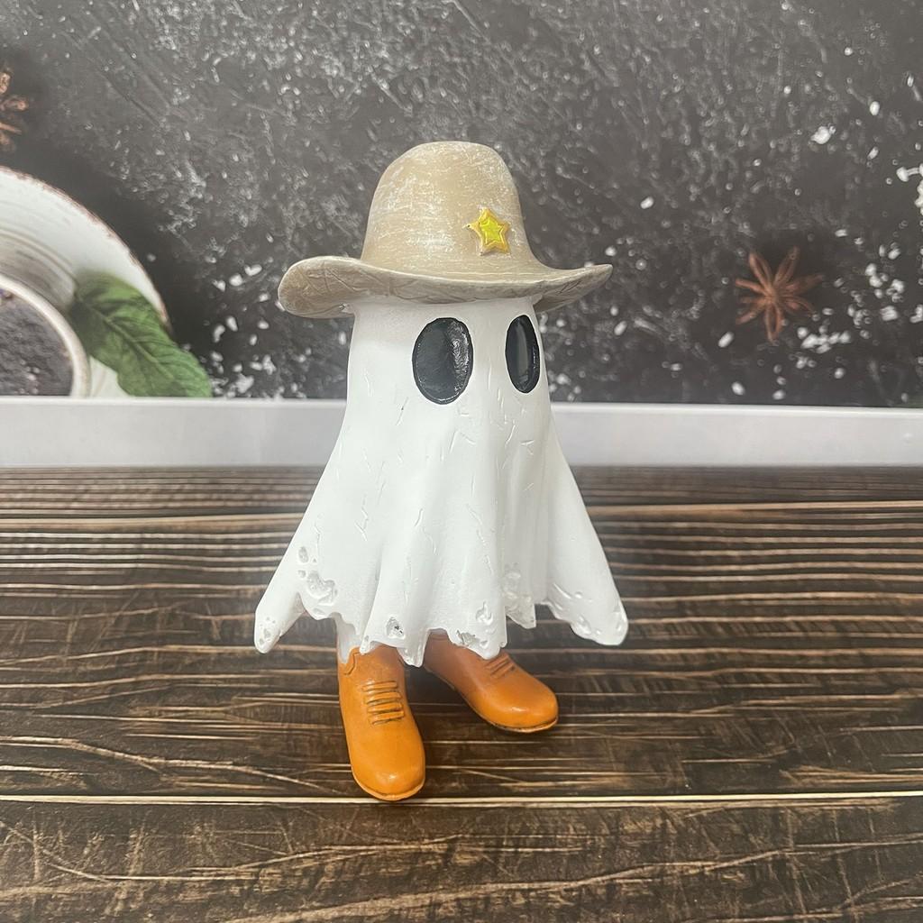 Unique Cowboy Ghost Statue Decorative Resin Figurine Perfect For Halloween Home Decor