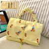 Women's Large Capacity Cosmetic Organizer Bag Cute Dog Pattern Travel Makeup & Shopping Tote, Durable Fabric Handles, Portable Cosmetics Storage