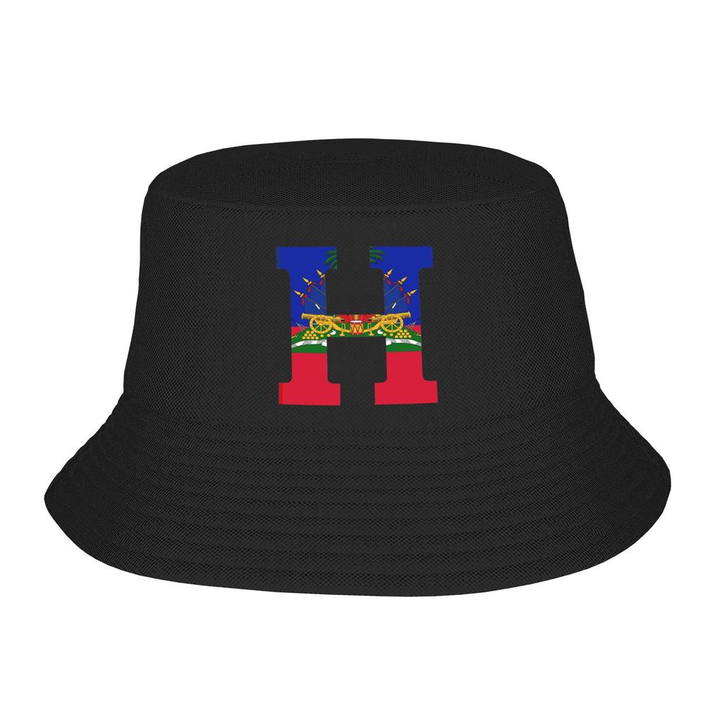 Haiti Grunge Flag Bucket Hat For Woman Beach Floppy Hat Casual Lightweight For Outdoor Sport Fishing Hat Bob Hat