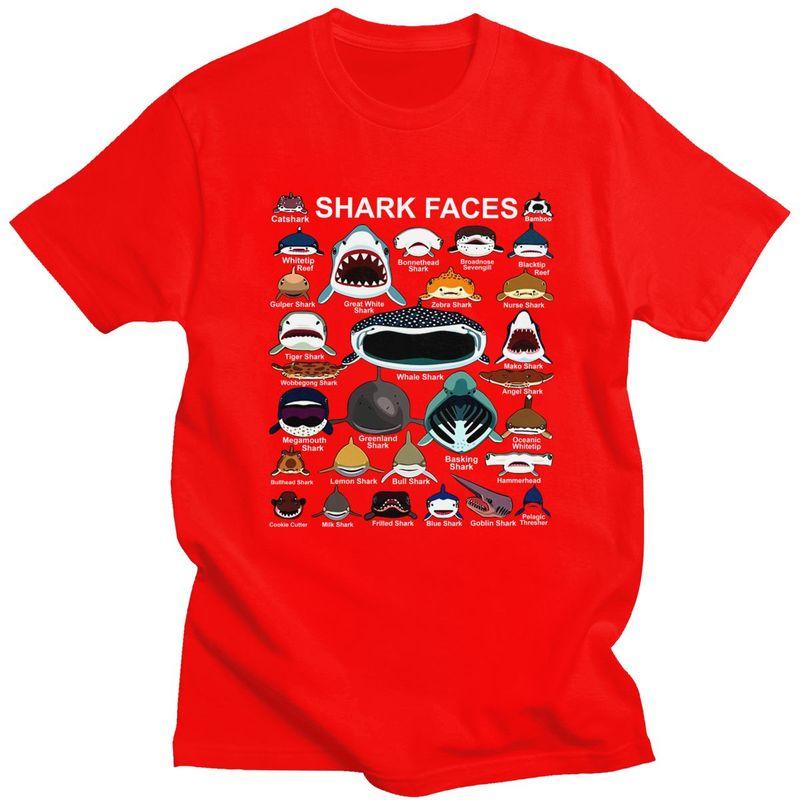 

Shark Faces Of All Kinds T Shirts 100 Cotton Tee Tops Summer O Neck Animal Lover Tshirt ShortSleeve For Men Birthday Gift S