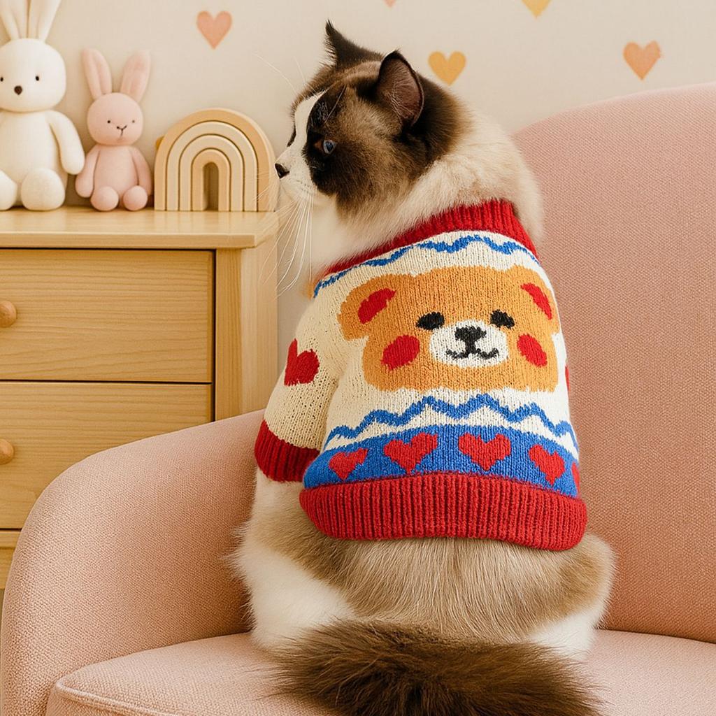 Autumn and Winter Warm and Comfortable Dog Sweater Clothes Pet Cat Clothing Flower Sweater Collection