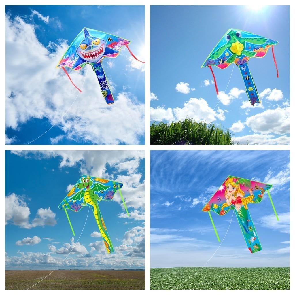 High Quality Polyester Triangular Kite With Long Tail Underwater Series Dolphin Mermaid Kite For Easy Flying