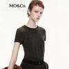 MO&Co. Women's 100% Wool Short-Sleeve Round Neck Sweater
