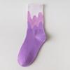 Women's Spring and Autumn Style Pure Cotton Mid-calf Socks, Gradient Color Letter Sports Socks, Long Socks