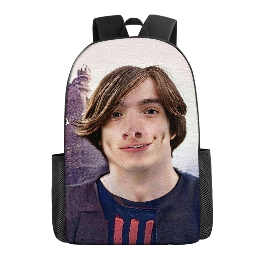 Funny John Plaid Shirt Pig Pork Printed School Bag Primary School Student 17-Inch Large Capacity One