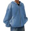 Women's Fashion Casual Zipper Denim Hooded Denim Jacket Coat