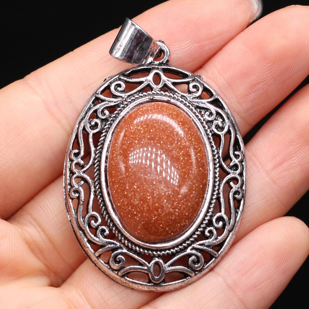 Natuurlijke stenen hanger Ei-vormige halfedelstenen kanten hanger voor het maken van sieraden DIY ketting armband accessoire