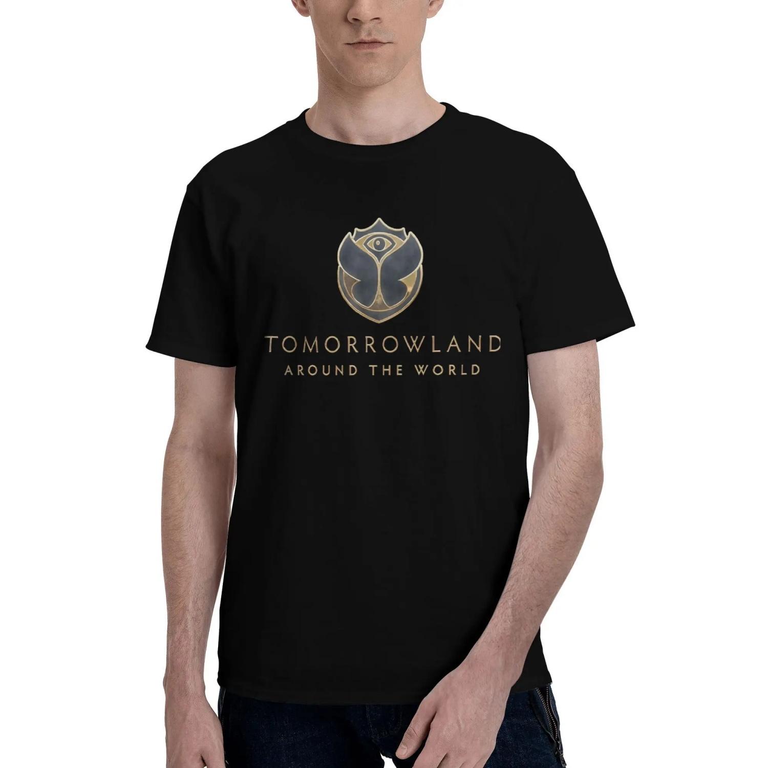 

Tomorrowlands AROUND THE WORLD T-Shirt Popular T-Shirts Short-Sleeve Y2K Casual Tshirt Summer Cotton Crewneck Plus Size Top Tees S чёрный
