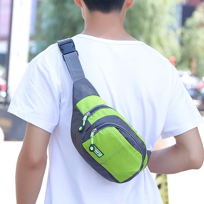 Men's Waist Bag Canvas Bag Large Capacity Water Ripple Chest Bag Sports Phone Bags Fashion Multi-functional Outdoor Waterproof Bum Bag