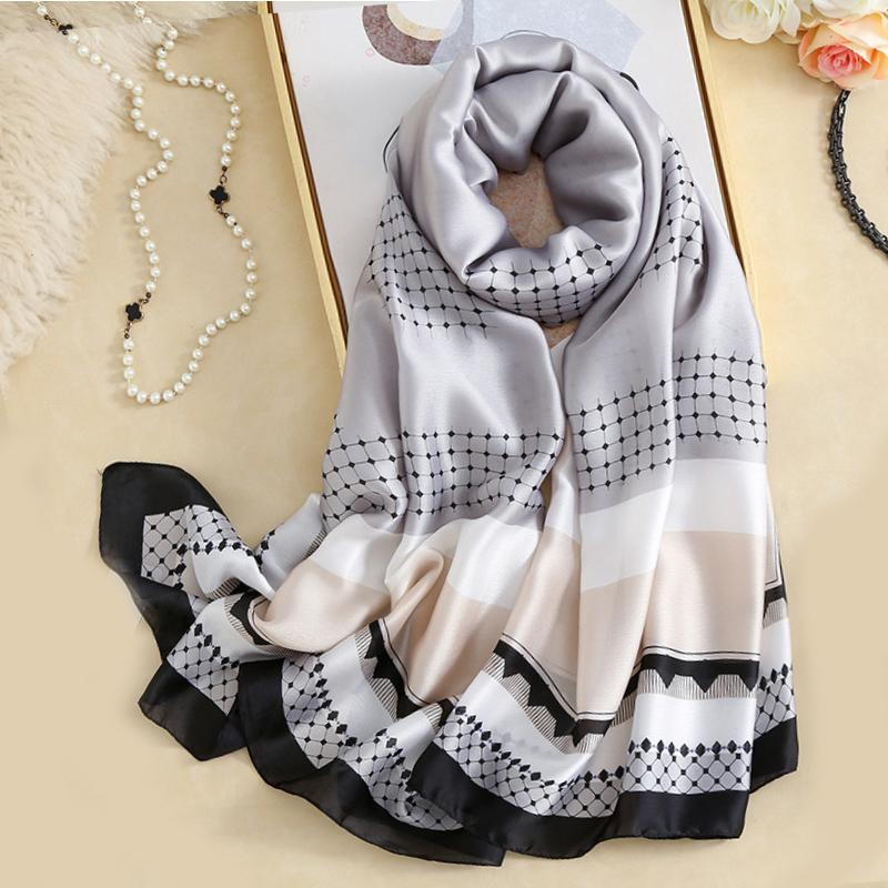 

180*90см Дизайнерский шелковый шарф бренда Женский фуляр Бандана Длинные шали Накидки Зимние шарфы для шеи Пашмина Леди Хиджаб Роскошный Новый 180X90CM