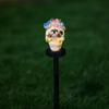 Solar Pumpkin Light Halloween Pathway Light Jack-O-Lantern Stake Outdoor Waterproof Skull Light with Stake for Yard Lawn Decoration