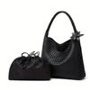 1 Stuk Champagne Super Vuur Geweven Tote Tas Dames Grote Capaciteit Grote Tas High-End Gevoel Draagbare Schouder Emmer Tas