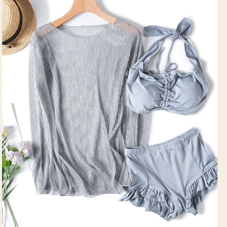 Korean Separate UV Sun Protection [88flix] See-Through Swimsuit, 3-Piece Set, Figure-Facing, Protection, (Size M)