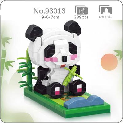 93013 Mondo Animale Panda Bambù Pet Doll Supporto per telefono cellulare Mini blocchi di diamanti fai da te Giocattolo da costruzione per bambini senza scatola