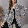 QICED Női vintage alkalmi kockás mintás őszi téli hosszú ujjú POLO nyakú dzsekik és kabátok