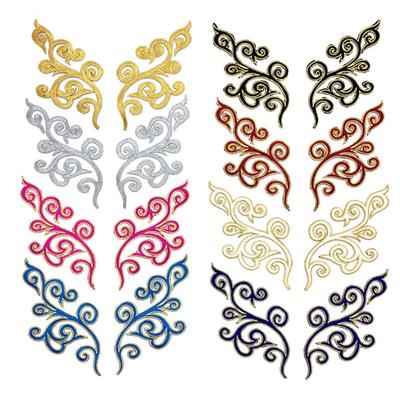 1 Pair Gold Silver Color Patches Ethnic Totem Sew Iron On Badges Fabric Embroidered Appliques For Clothes DIY Craft Decoration